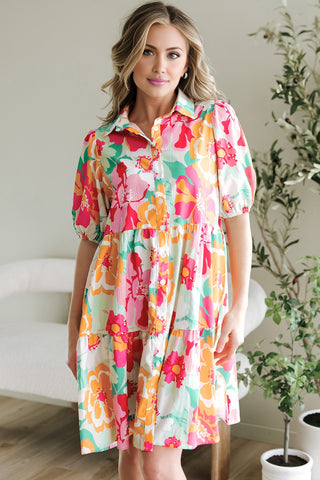 Summer Vibes Floral Shift Dress  - Pink