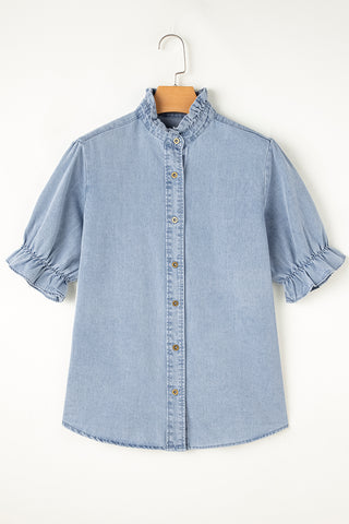 Half Sleeve Denim Top - Light Wash