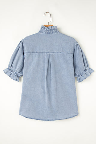 Half Sleeve Denim Top - Light Wash