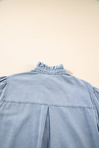 Half Sleeve Denim Top - Light Wash