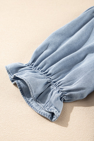 Half Sleeve Denim Top - Light Wash