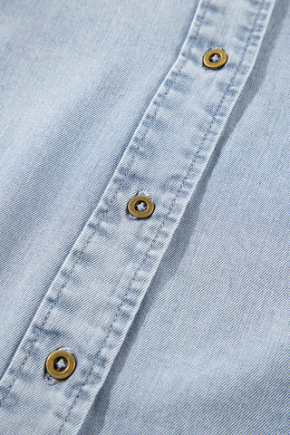 Half Sleeve Denim Top - Light Wash