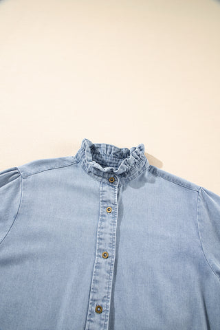 Half Sleeve Denim Top - Light Wash