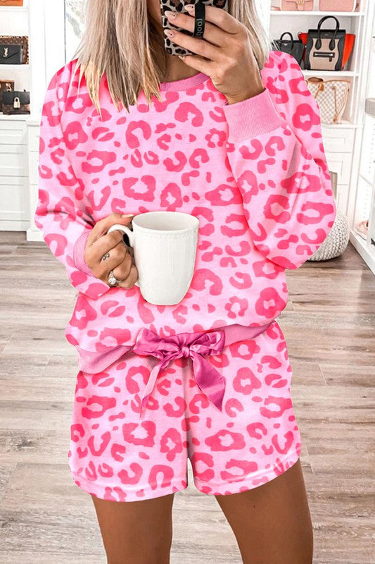 Pink leopard lounge sale set