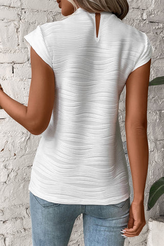 Balmy Waves Mock Neck Top - White