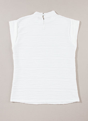 Balmy Waves Mock Neck Top - White