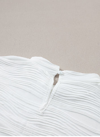 Balmy Waves Mock Neck Top - White