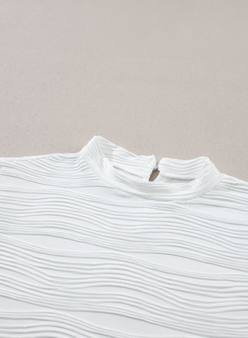 Balmy Waves Mock Neck Top - White