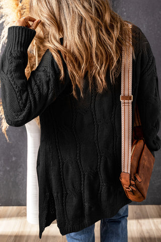 Cable Knit Cardigan - Black