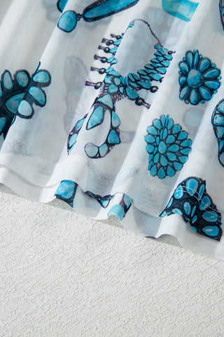 Turquoise Western Tee