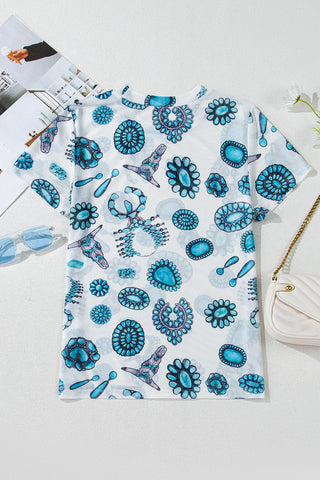 Turquoise Western Tee