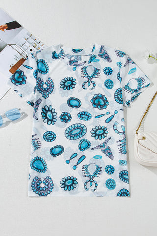 Turquoise Western Tee