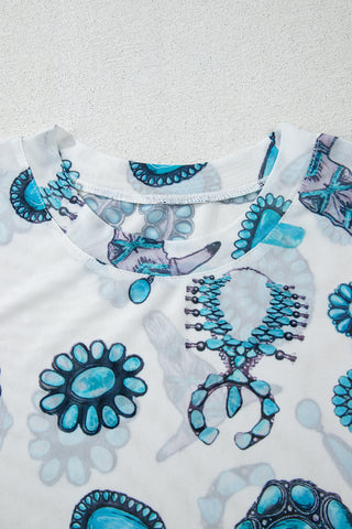 Turquoise Western Tee
