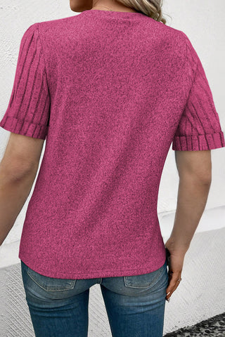 Striped Sleeve Top - Fushia