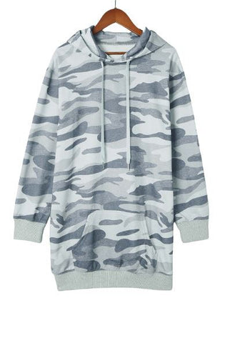 Camo Long Hoodie - Gray