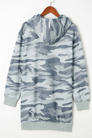 Camo Long Hoodie - Gray
