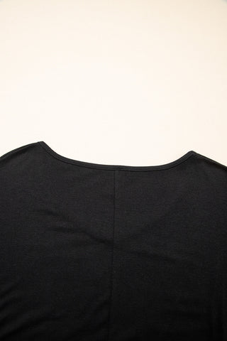 Tulip Sleeve Solid V-Neck - Black