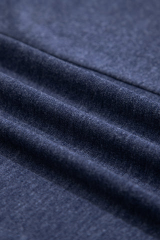 Tulip Sleeve Solid V-Neck - Navy
