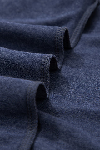 Tulip Sleeve Solid V-Neck - Navy