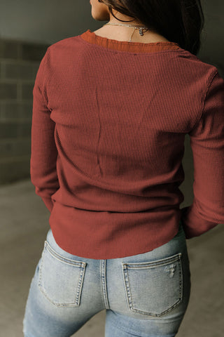 Thermal Henley Top - Brown