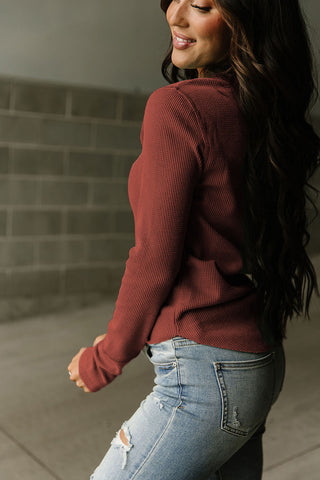 Thermal Henley Top - Brown