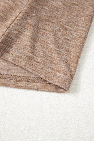 Tulip Sleeve Solid V-Neck - Taupe