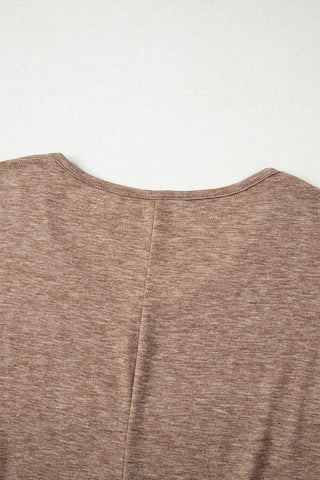 Tulip Sleeve Solid V-Neck - Taupe