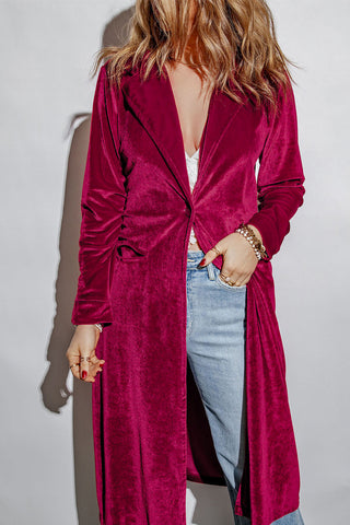 Velour Long Jacket - Red