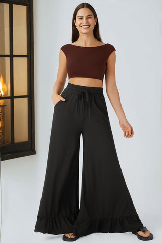 Retro Ruffle Pants - Black