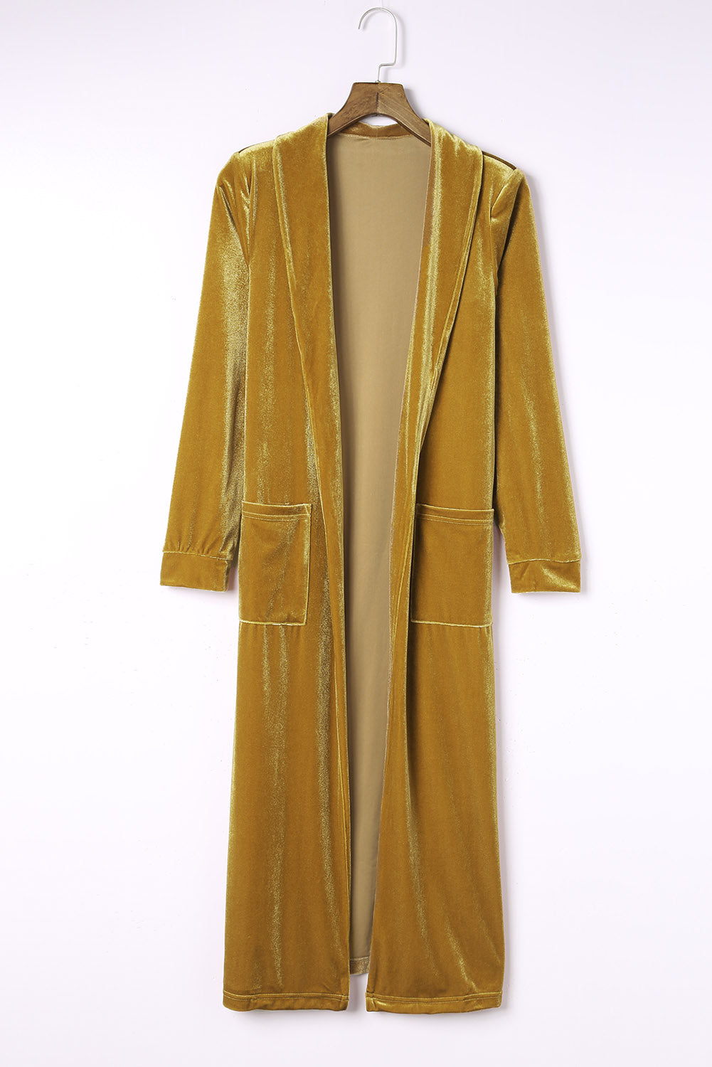 Velvet Duster Cardigan Yellow Blue Chic Boutique