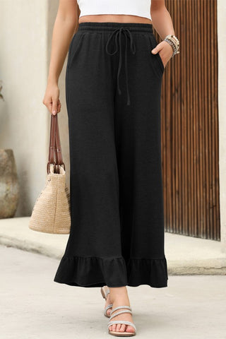 Retro Ruffle Pants - Black