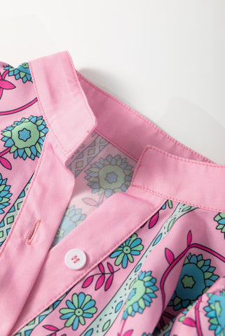 Vintage Poppy Dress - Pink and Aqua