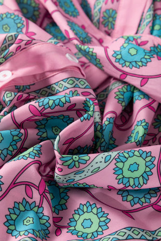 Vintage Poppy Dress - Pink and Aqua