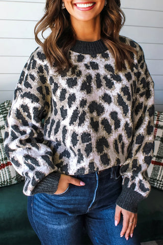 Steel Gray Leopard Sweater