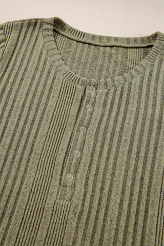 Button Up Ribbed Top - Green