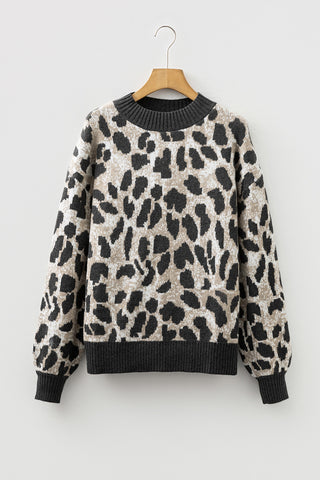 Steel Gray Leopard Sweater