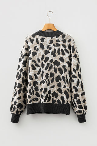 Steel Gray Leopard Sweater