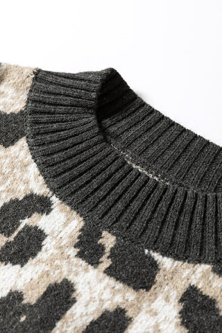 Steel Gray Leopard Sweater