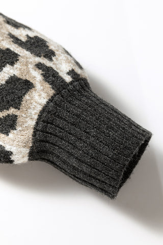 Steel Gray Leopard Sweater
