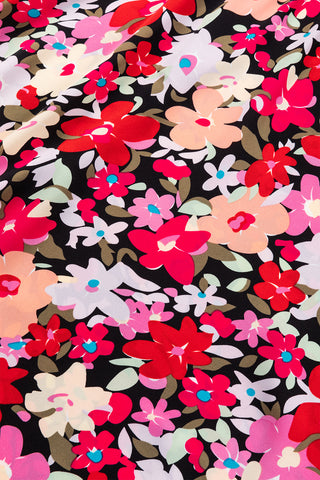 Smocked Wrist Shift Top - Pink Floral