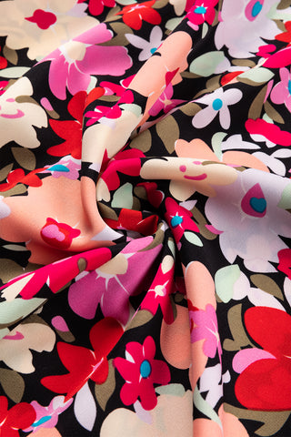 Smocked Wrist Shift Top - Pink Floral