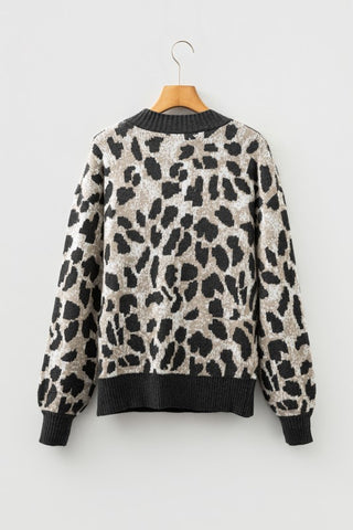 Steel Gray Leopard Sweater