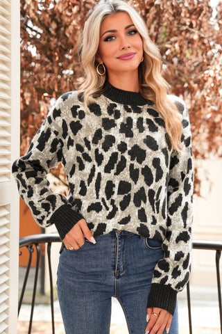 Steel Gray Leopard Sweater
