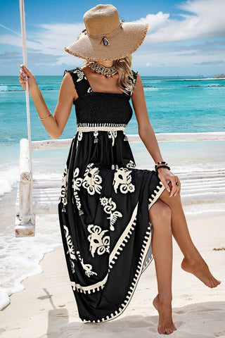 Damask Maxi Dress - Black