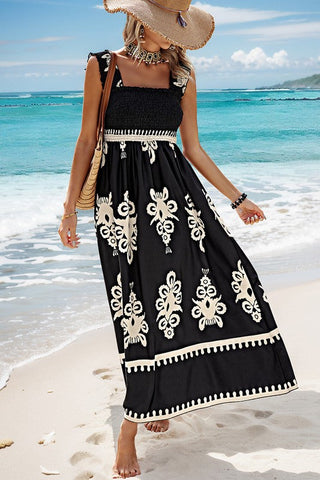 Damask Maxi Dress - Black