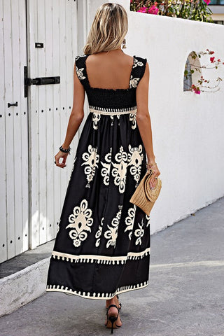 Damask Maxi Dress - Black