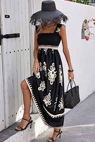 Damask Maxi Dress - Black