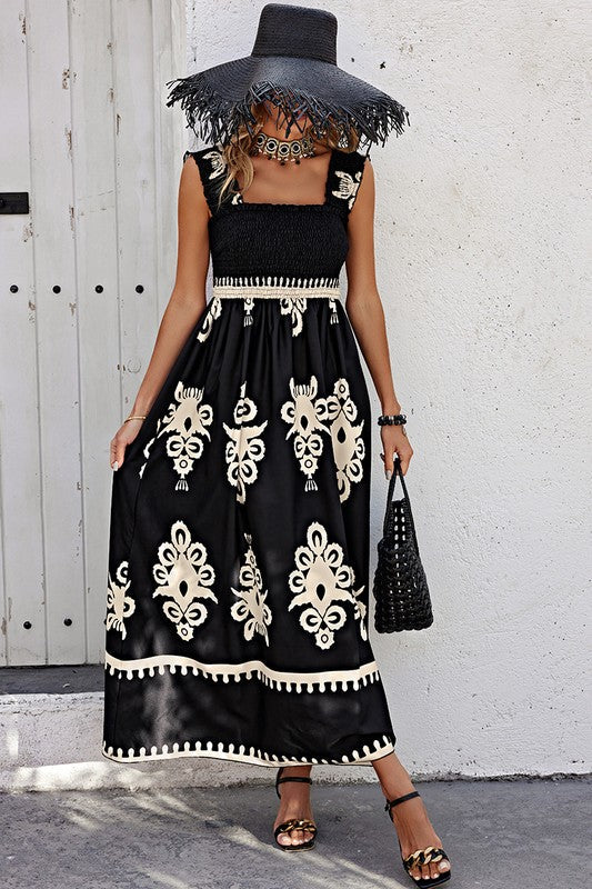 Damask Maxi Dress - Black | Blue Chic Boutique Damask Maxi Dress - Black | Blue Chic Boutique