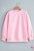 Polka Dot Details Crew Neck Sweatshirt - Pink