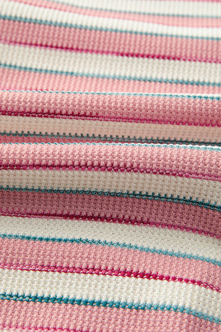 Striped Henley Top - Pink